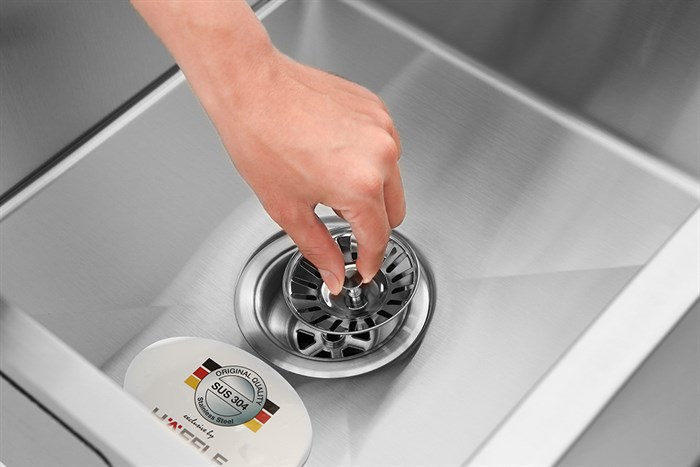 Chậu rửa chén 2 ngăn 1 cánh inox Hafele HS21-SSD2S90L (567.94.050) Màu Inox