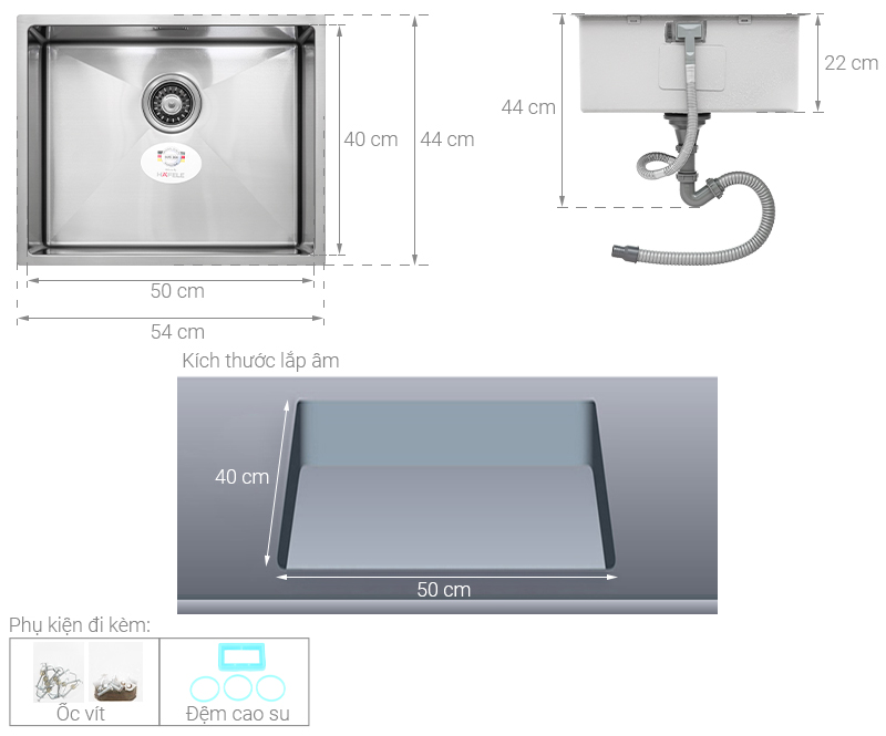 Chậu rửa chén 1 ngăn inox Hafele HS21-SSN1S60 (567.96.300)