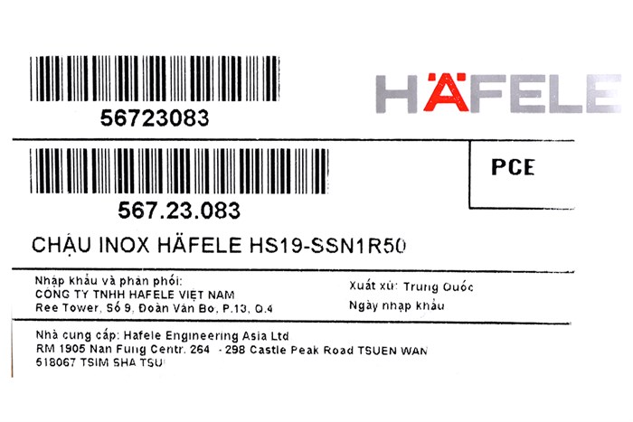 Chậu rửa chén 1 ngăn inox Hafele HS19-SSN1R50 (567.23.083) Màu Inox