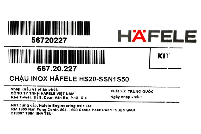 Chậu rửa chén 1 ngăn inox Hafele HS20-SSN1S50 (567.20.227) Màu Inox