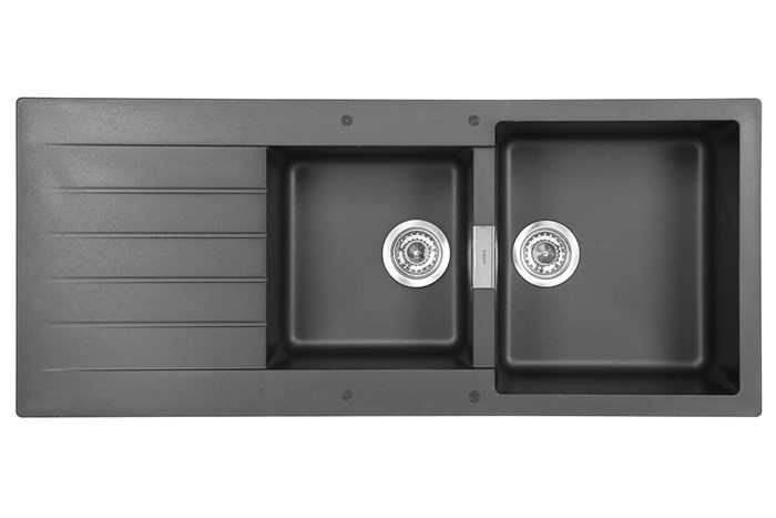 Chậu rửa chén 2 ngăn 1 cánh đá thạch anh Hafele HS19-GED2S80 đen (570.35.370) Màu Đen