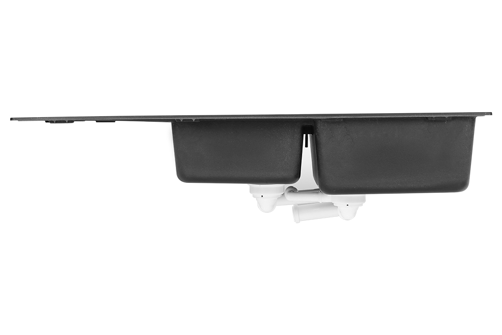 Chậu rửa chén 2 ngăn 1 cánh đá thạch anh Hafele HS19-GED2S80 đen (570.35.370) Màu Đen