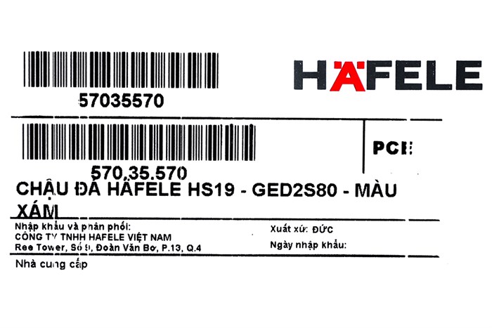 Chậu rửa chén 2 ngăn 1 cánh đá thạch anh Hafele HS19-GED2S80 Xám (570.35.570) Màu Xám