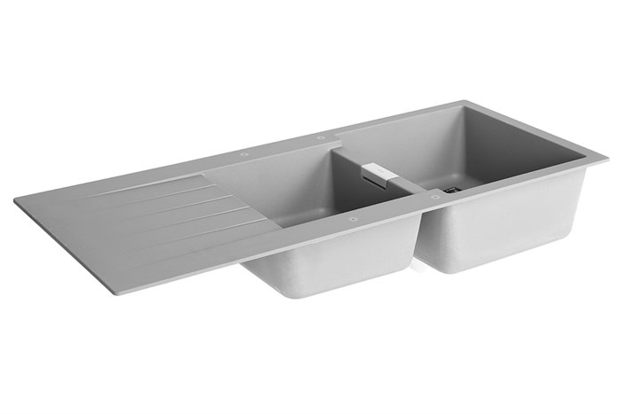 Chậu rửa chén 2 ngăn 1 cánh đá thạch anh Hafele HS19-GED2S80 Xám (570.35.570) Màu Xám