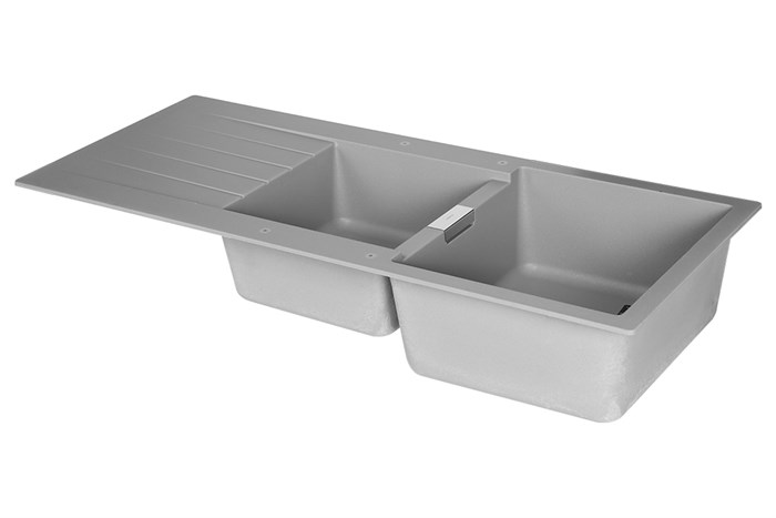 Chậu rửa chén 2 ngăn 1 cánh đá thạch anh Hafele HS19-GED2S80 Xám (570.35.570) Màu Xám