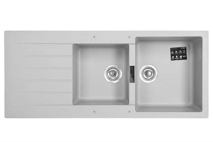 Chậu rửa chén 2 ngăn 1 cánh đá thạch anh Hafele HS19-GED2S80 Xám (570.35.570) Màu Xám