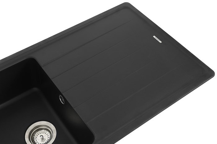 Chậu rửa chén 1 ngăn 1 cánh đá Hafele GED1S60 Đen Màu Đen