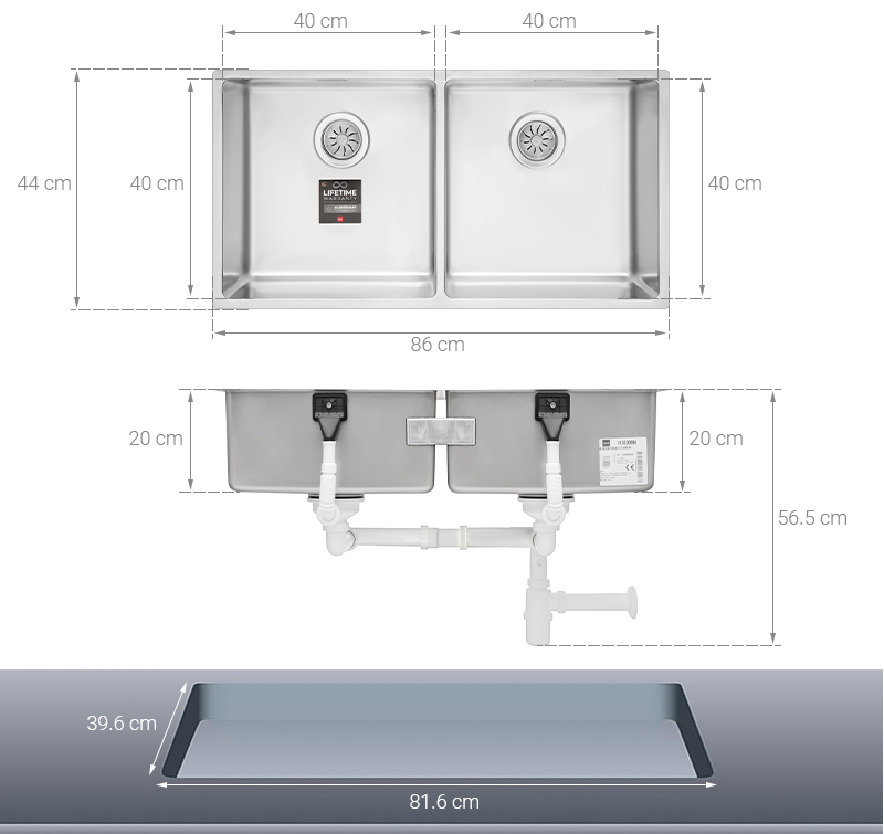 Chậu rửa chén 2 ngăn inox Teka BE LINEA RS15 2B 860