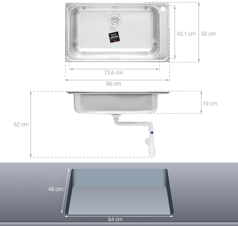 Chậu rửa chén 1 ngăn inox Teka BAHIA 1B PLUS