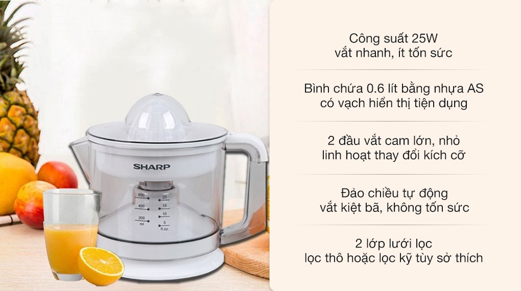 Máy vắt cam Sharp 25W EJ-J256-WH