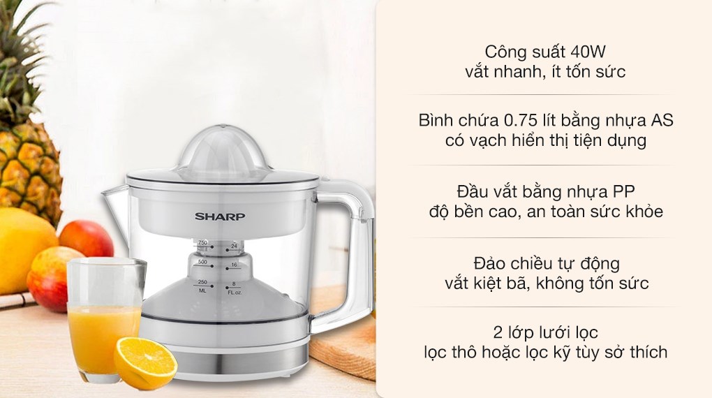 Máy vắt cam Sharp 40W EJ-J407-WH