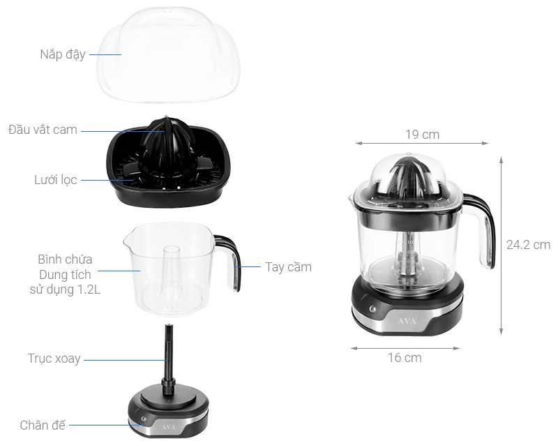 Máy vắt cam AVA 40W D-8026A