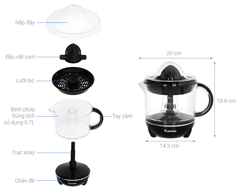 Máy vắt cam Rapido ROJ-40