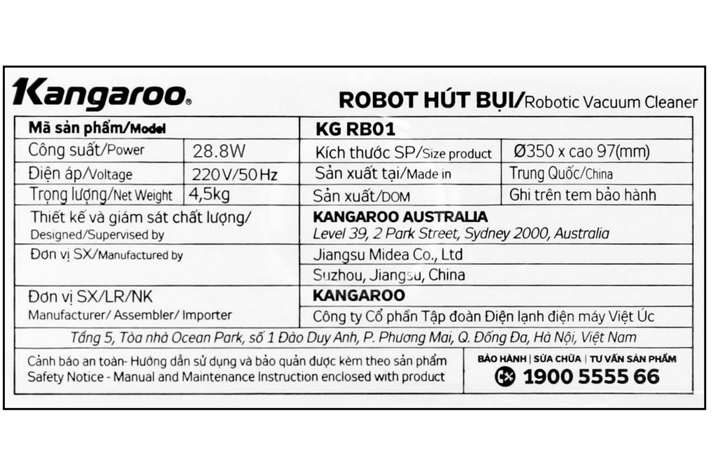 Robot hút bụi Kangaroo KGRB01 Trắng Màu Trắng