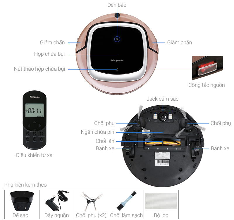 Robot hút bụi Kangaroo KGRB01 Nâu