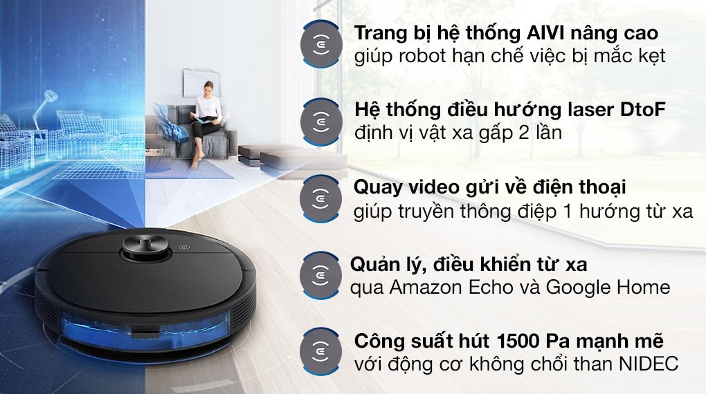 Robot hút bụi lau nhà Ecovacs Deebot Ozmo T8 AIVI