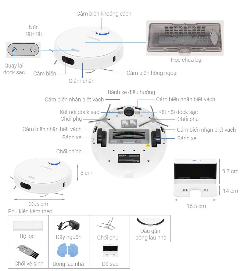 Robot hút bụi lau nhà Shimono ZK902