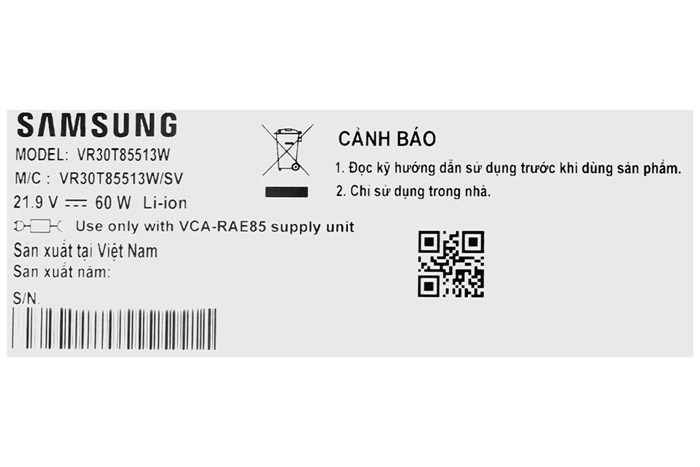 Robot hút bụi Samsung VR30T85513W/SV Màu Trắng