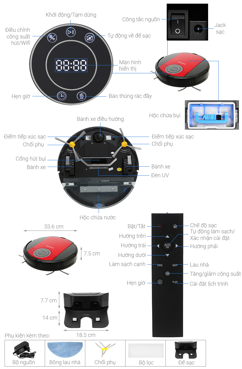 Robot hút bụi lau nhà Shimono ZK808 RB