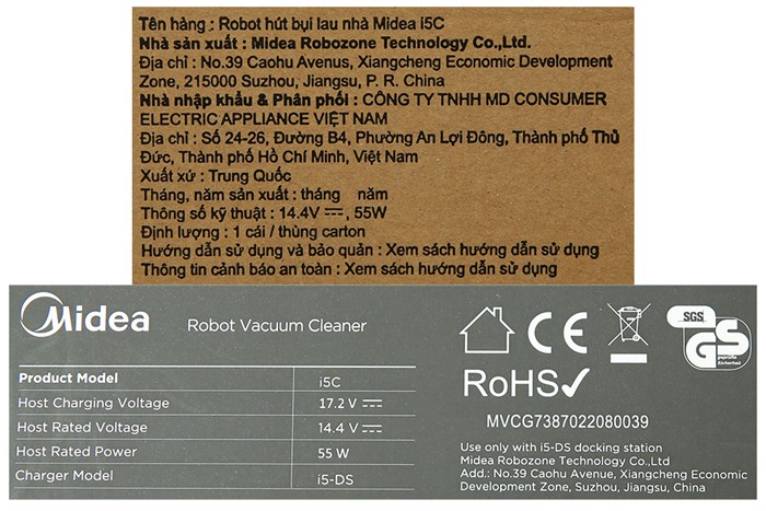 Robot hút bụi lau nhà Midea I5C Màu Đen
