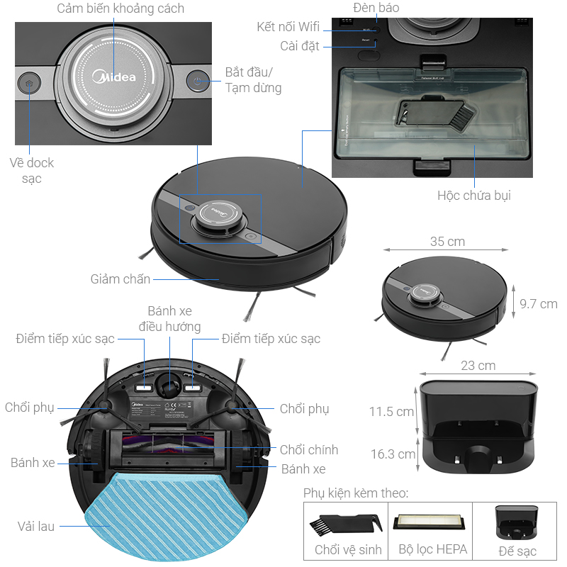 Robot hút bụi lau nhà Midea M7+