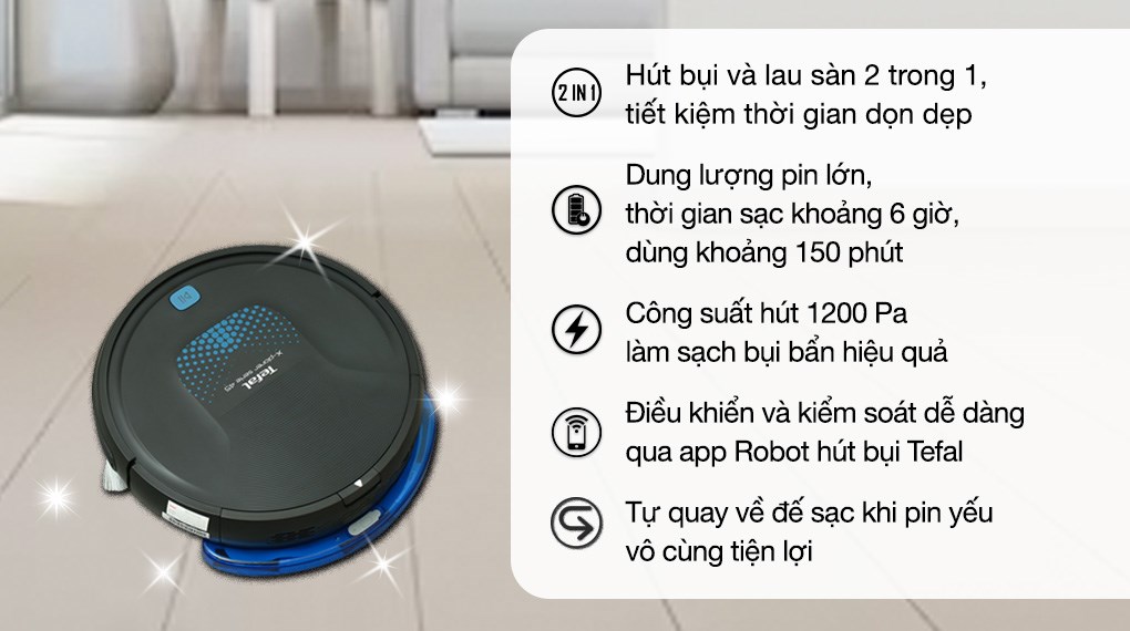 Robot hút bụi lau nhà Tefal RG8275WH