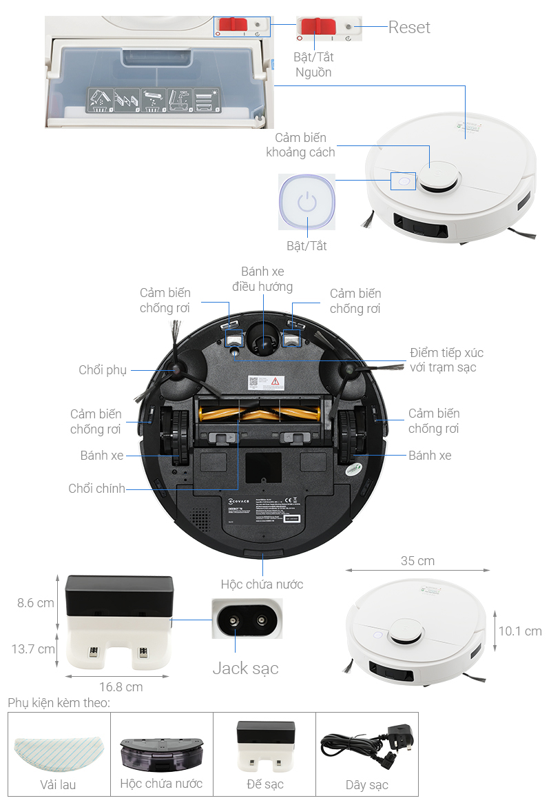 Bac à Poussière Compatible ECOVACS DEEBOT T9 - Pièce Rechange Aspirateur Robot, Transparent, Lavable