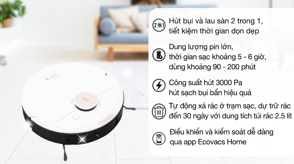 Robot hút bụi lau nhà Ecovacs Deebot T8 Max Plus