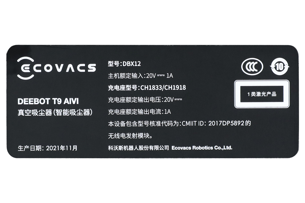 Robot hút bụi lau nhà Ecovacs Deebot T9 AIVI Màu Đen