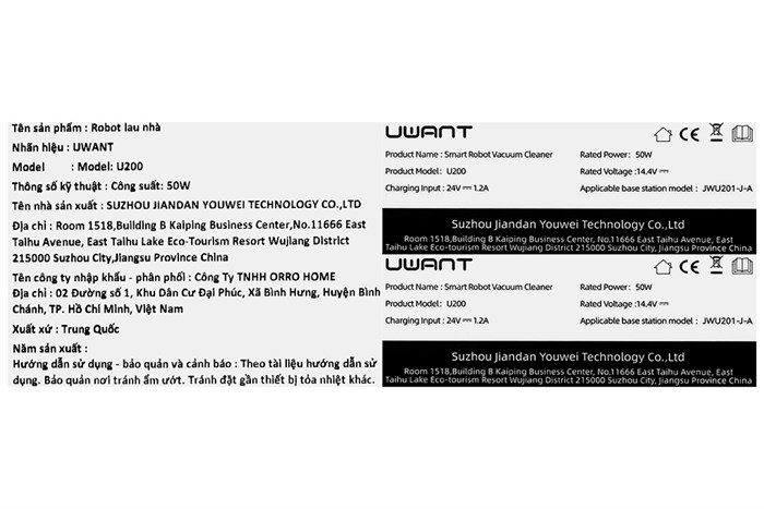 Robot hút bụi lau nhà Uwant U200 Màu Đen