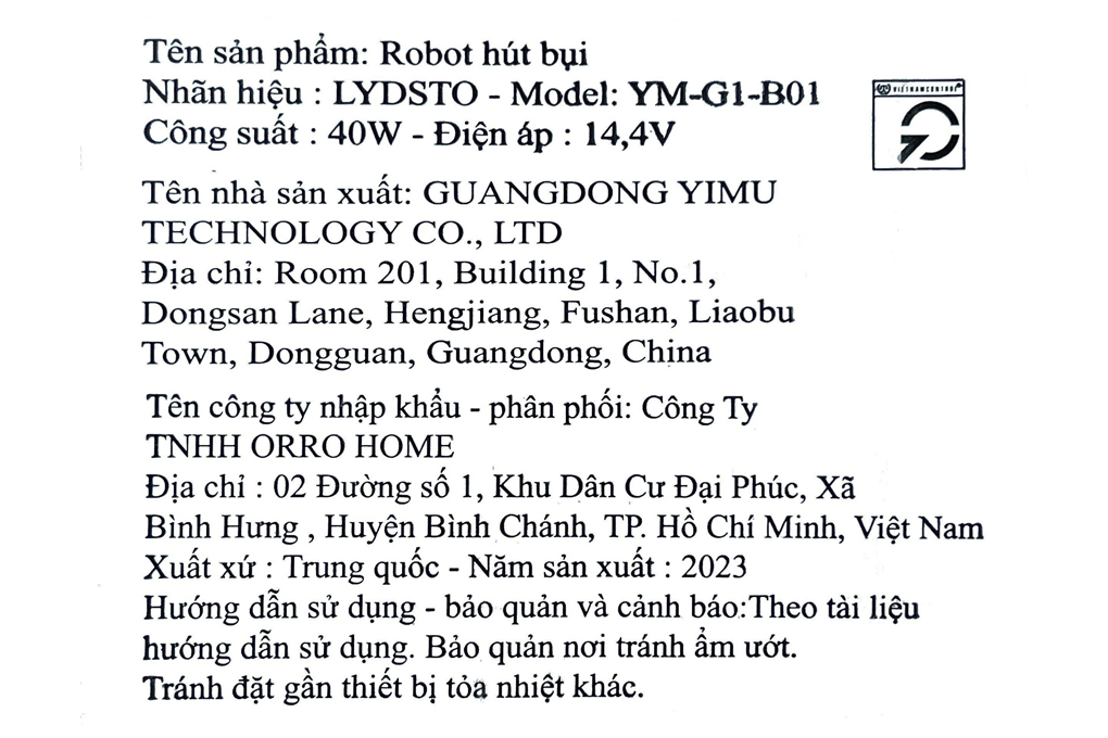 Robot hút bụi lau nhà Lydsto G1 Màu Đen