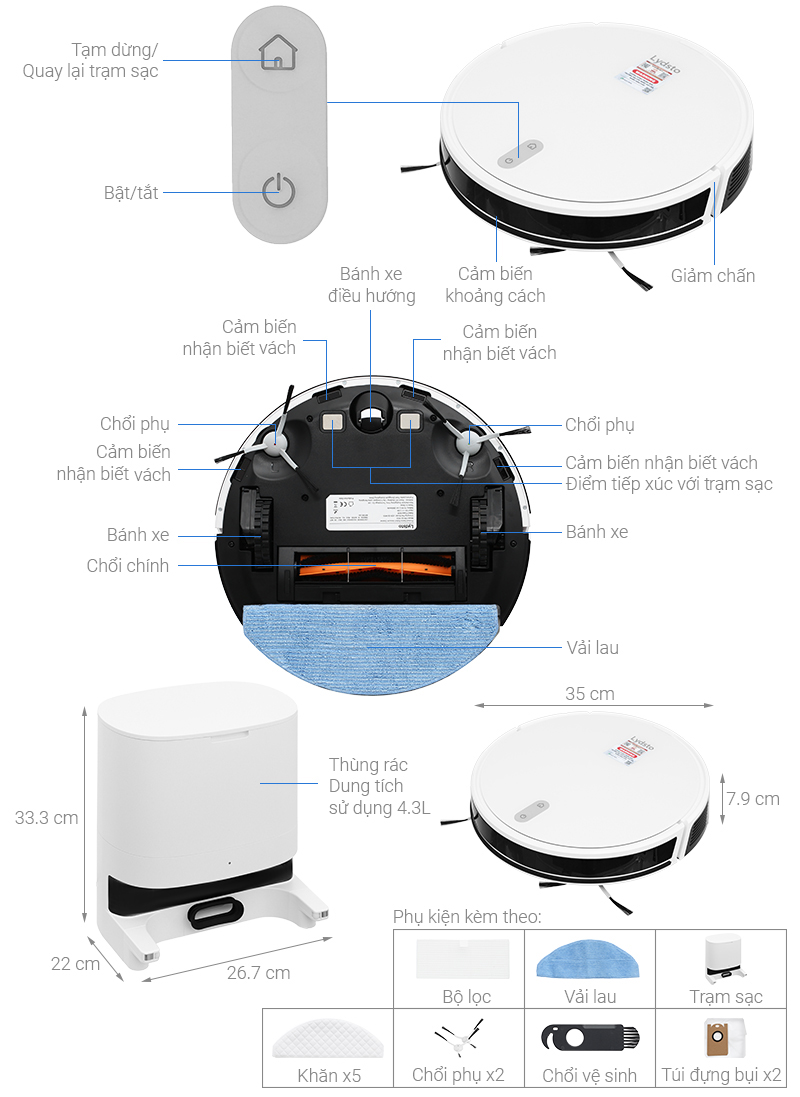 Robot hút bụi lau nhà Lydsto G2