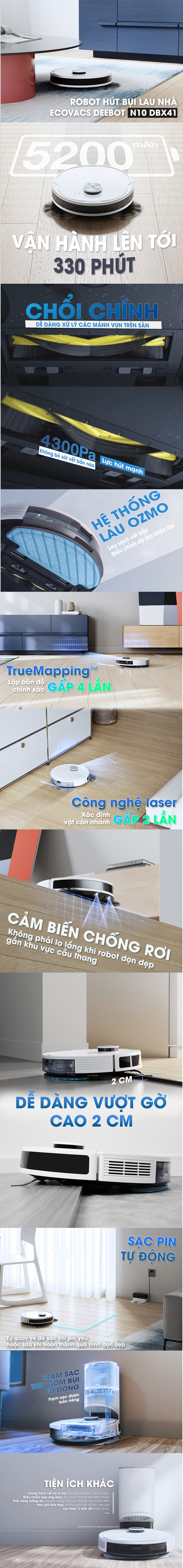 Robot hút bụi lau nhà Ecovacs Deebot N10 DBX41