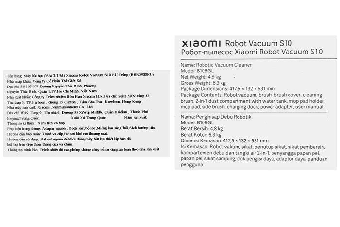 Robot hút bụi lau nhà Xiaomi Vacuum S10 Màu Trắng