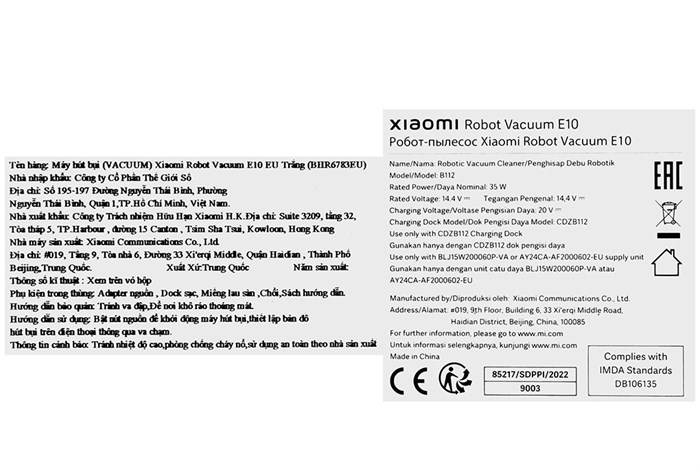 Robot hút bụi lau nhà Xiaomi Vacuum E10 Màu Trắng