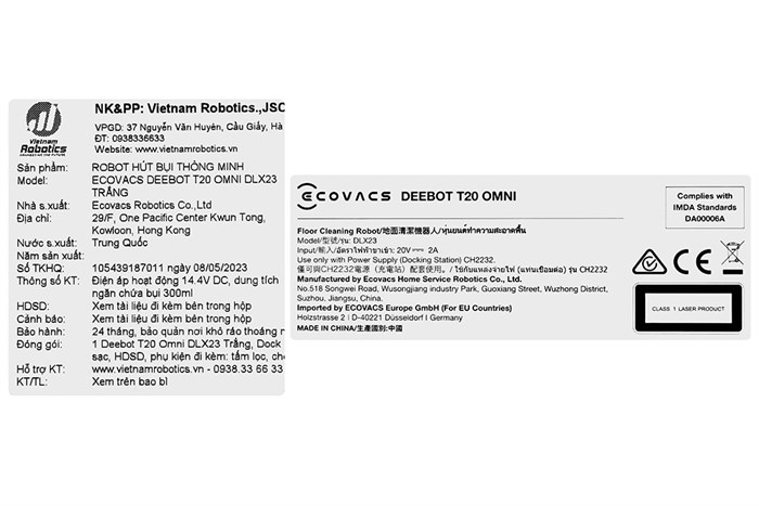 Robot hút bụi lau nhà Ecovacs Deebot T20 Omni DLX23 Màu Trắng