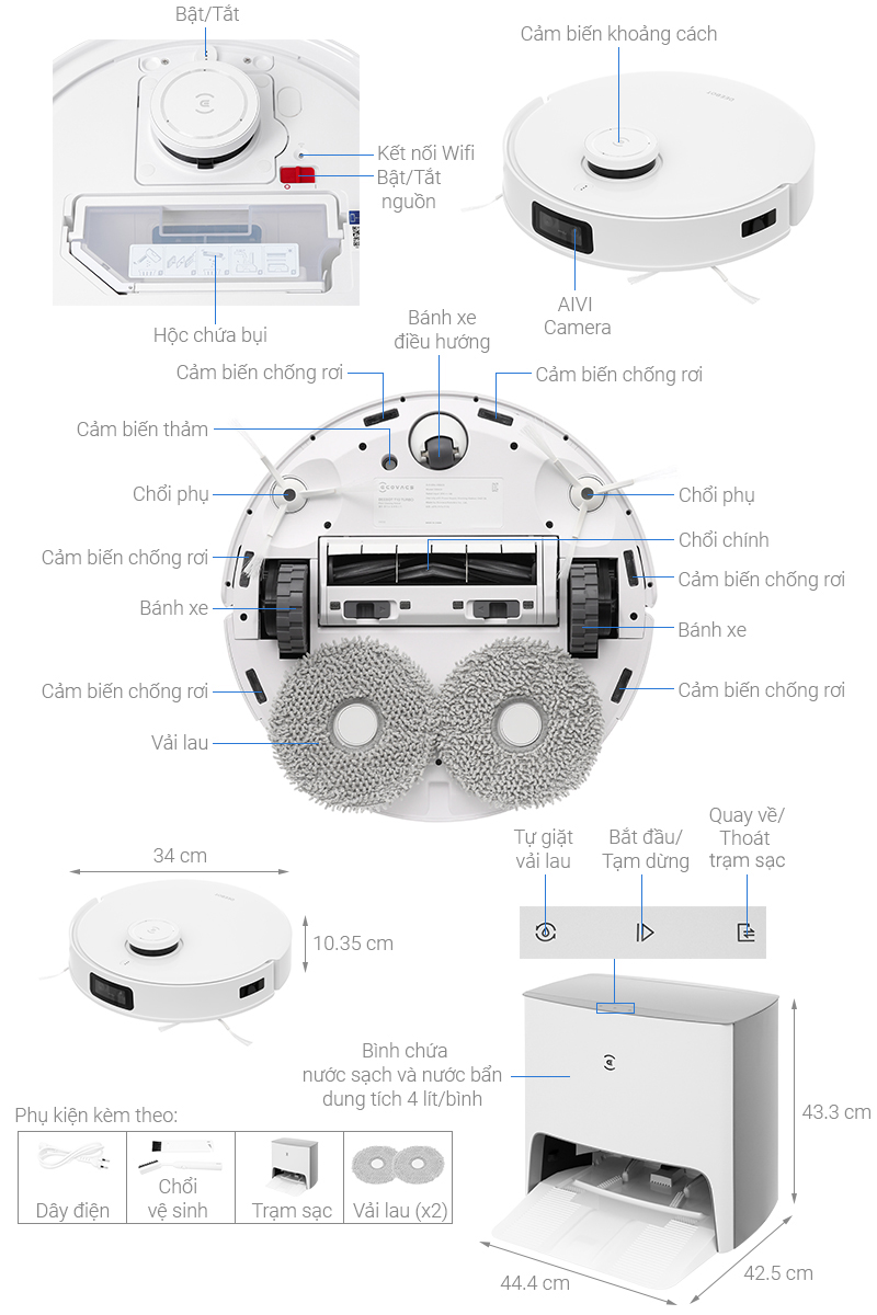 Robot hút bụi lau nhà Ecovacs T10 Turbo - Chính hãng | Điện máy XANH