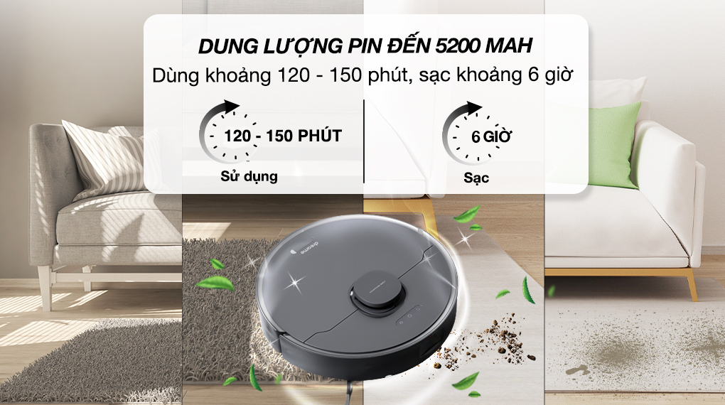 Robot hút bụi lau nhà Dreame D10S Plus - Dung lượng pin