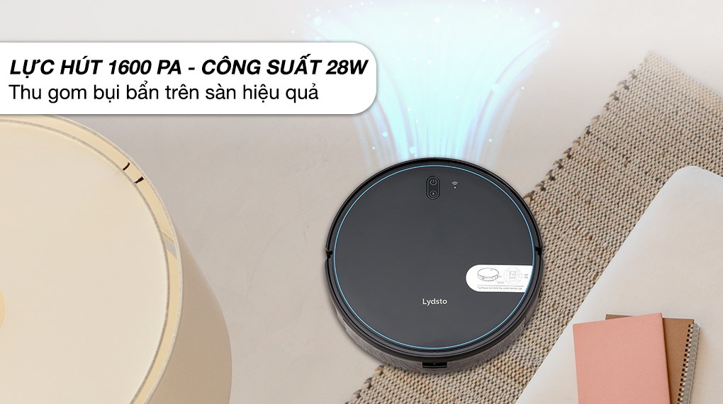 Robot hút bụi lau nhà Lydsto G4 có lực hút 1600 Pa phù hợp với mặt sàn nhỏ