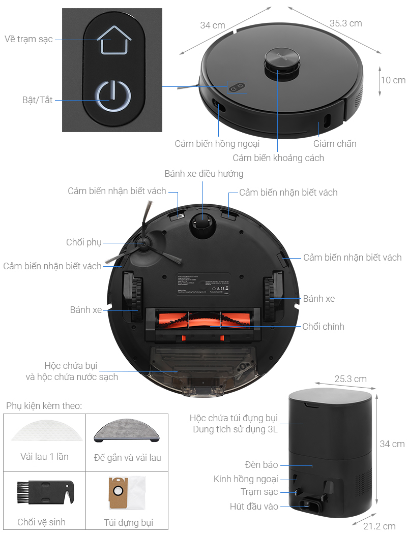 Robot hút bụi lau nhà Lydsto R1 Pro