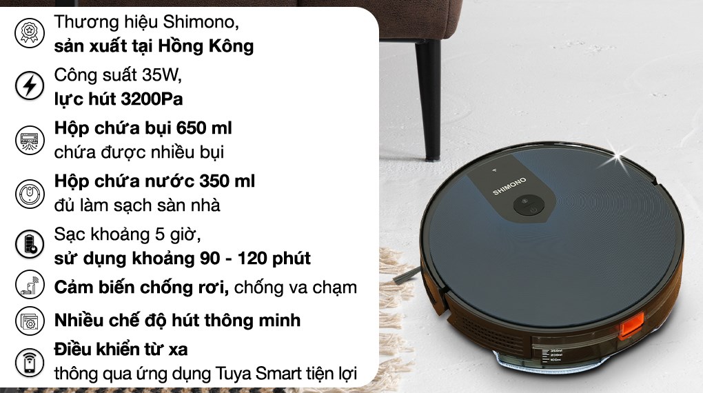 Robot hút bụi lau nhà Shimono X6S