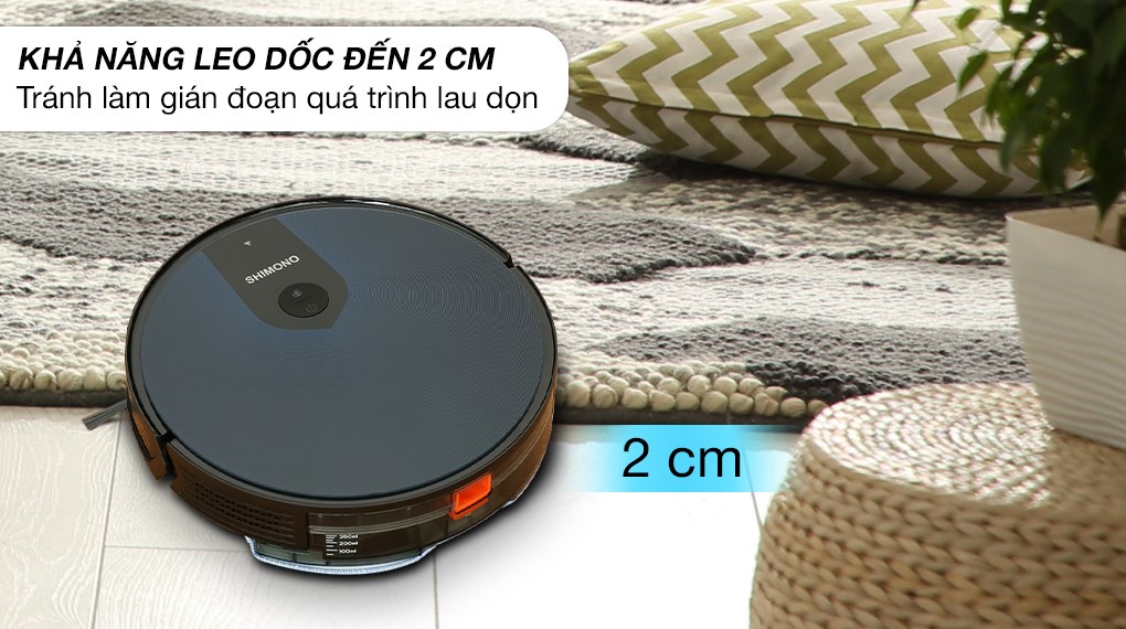 Robot hút bụi lau nhà Shimono X6S có kiểu dáng hiện đại, kích thước nhỏ gọn, tô điểm cho không gian sử dụng