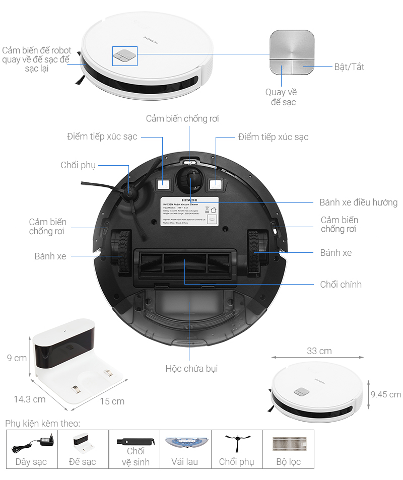 Robot hút bụi lau nhà Hitachi RV-X15N