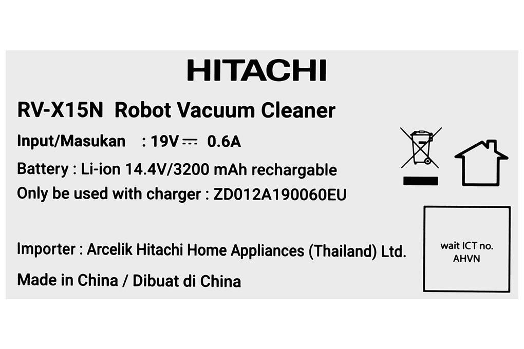 Robot hút bụi lau nhà Hitachi RV-X15N Màu Trắng