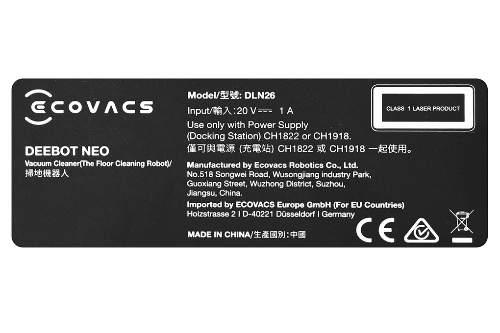 Robot hút bụi lau nhà Ecovacs Deebot Neo DLN26 Màu Đen
