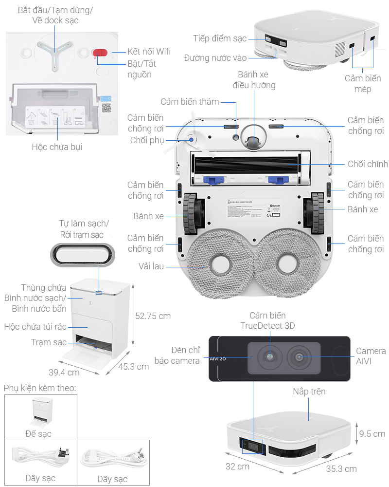 Robot hút bụi lau nhà Ecovacs Deebot X2 OMNI