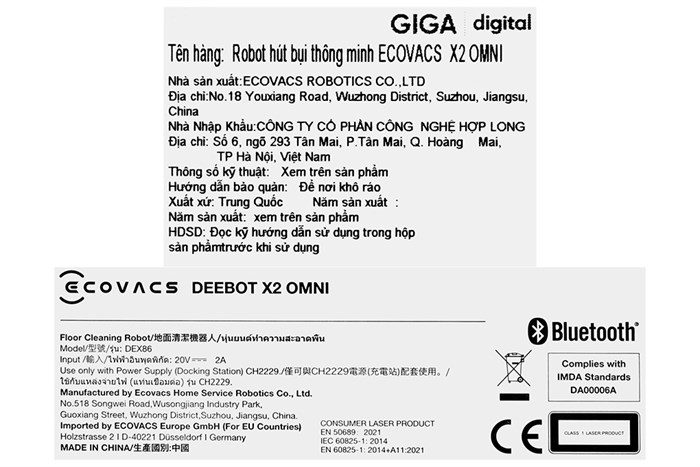 Robot hút bụi lau nhà Ecovacs Deebot X2 OMNI Màu Trắng