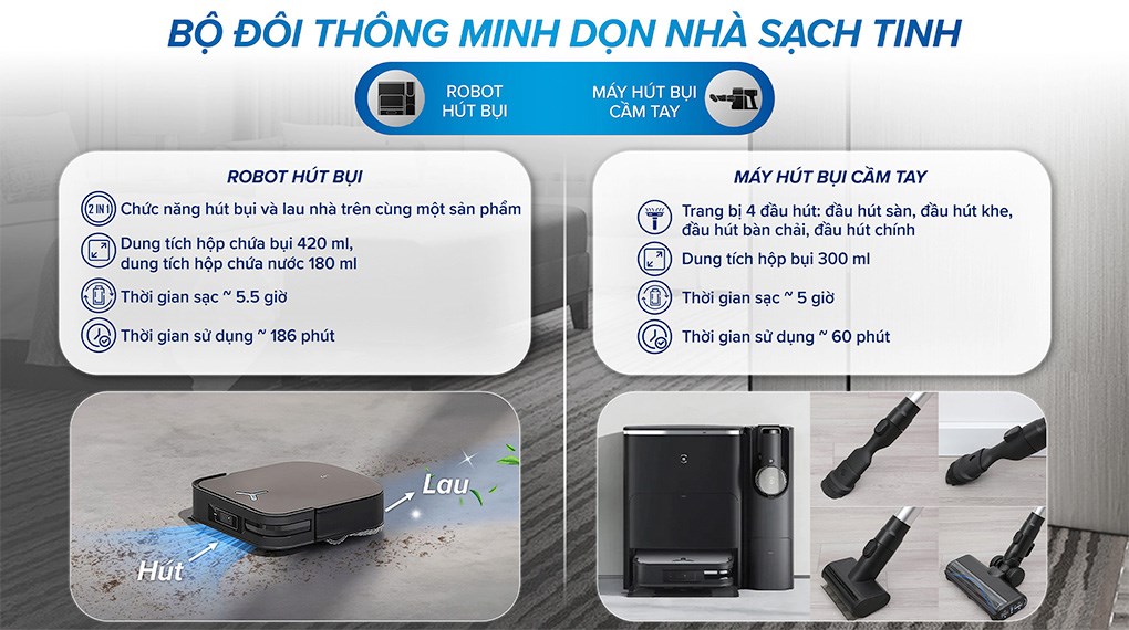 Robot hút bụi lau nhà Ecovacs X2 Combo