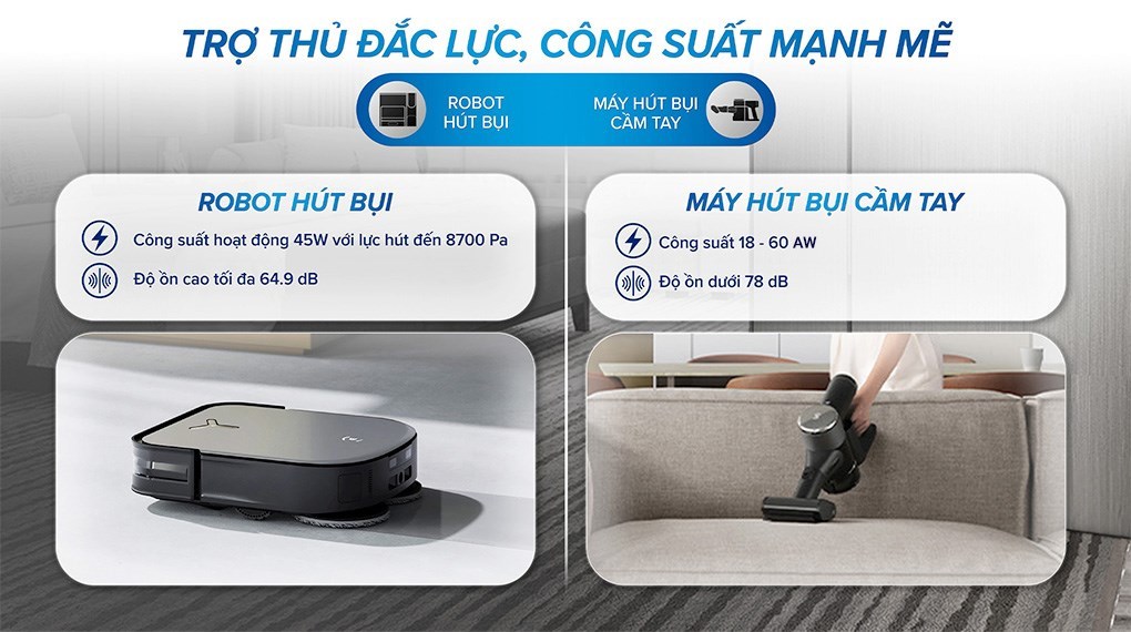 Robot hút bụi lau nhà Ecovacs X2 Combo
