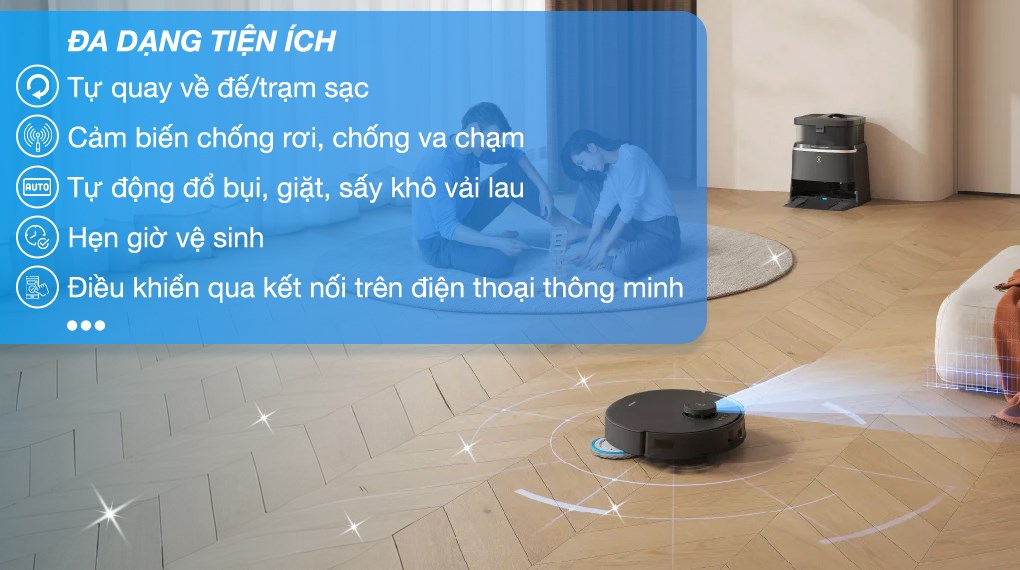 Robot hút bụi lau nhà Ecovacs T30 PRO OMNI - Đen